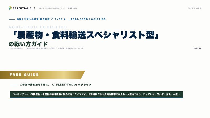 農産物・食料輸送スペシャリスト型の戦い方ガイド 表紙